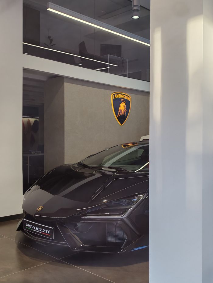 Lamborghini in a showroom