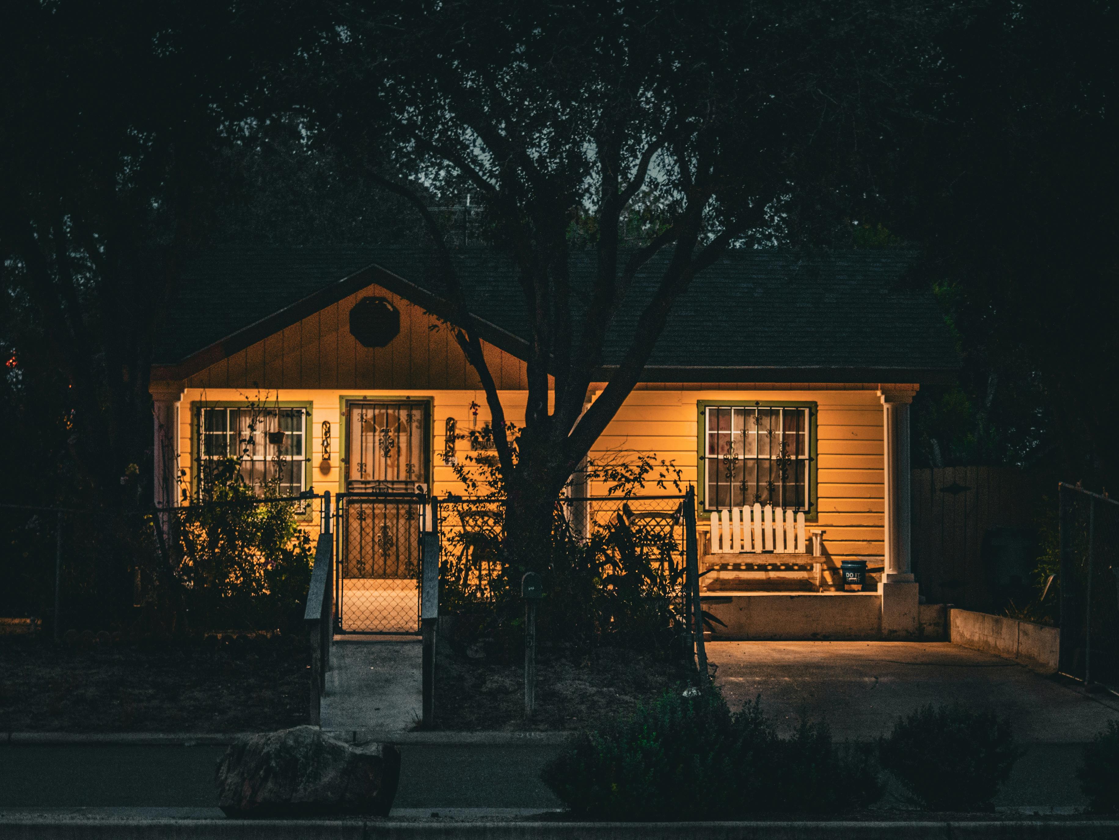 Exterior of a house during nighttime