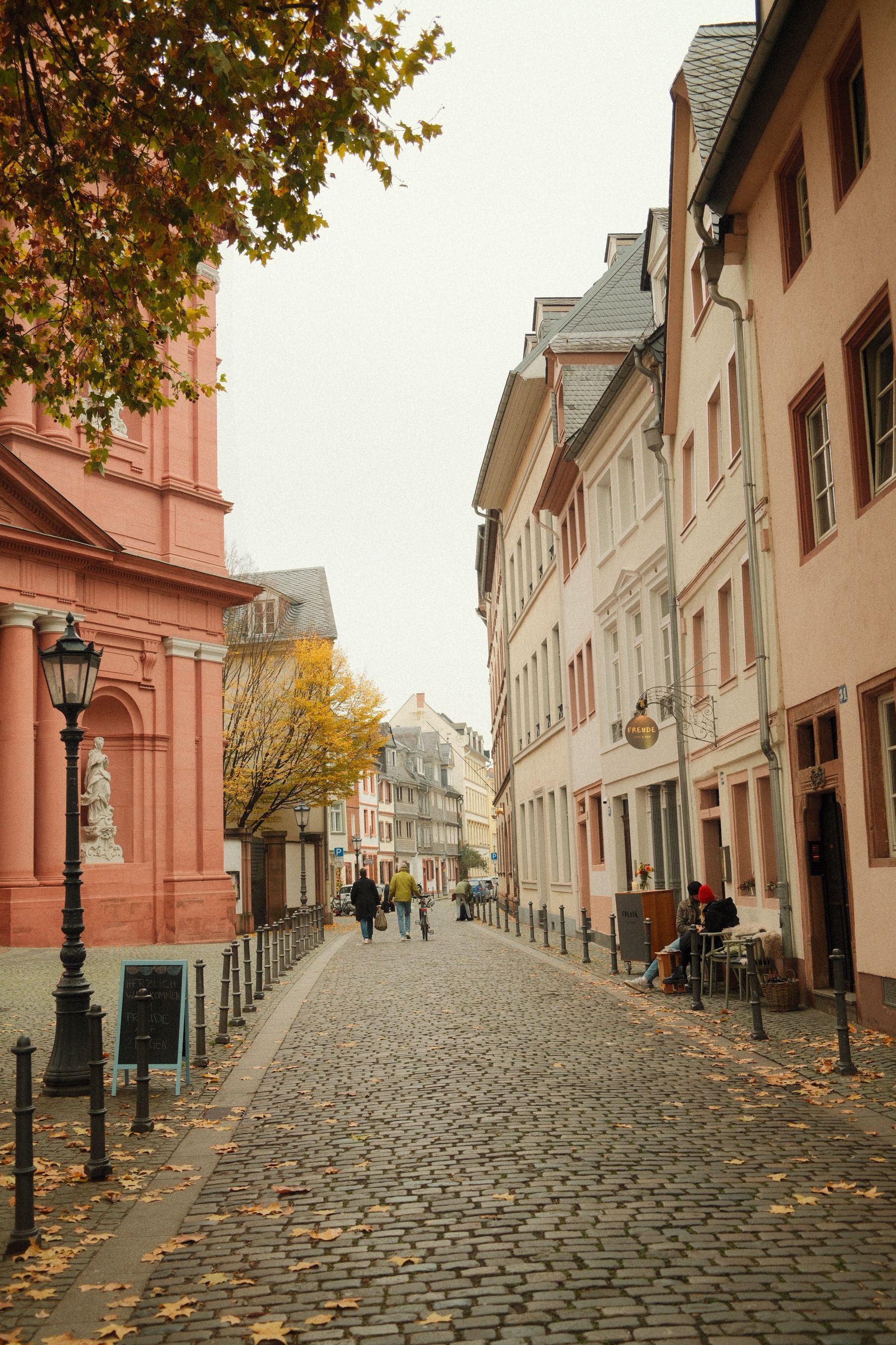 Charming autumn street in Mainz Germany