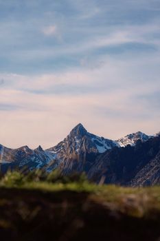 Scenic view of snow-capped mountain peaks in the Spanish Pyrenees during springtime.