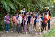 Children in Outdoor Group Activity with Guides