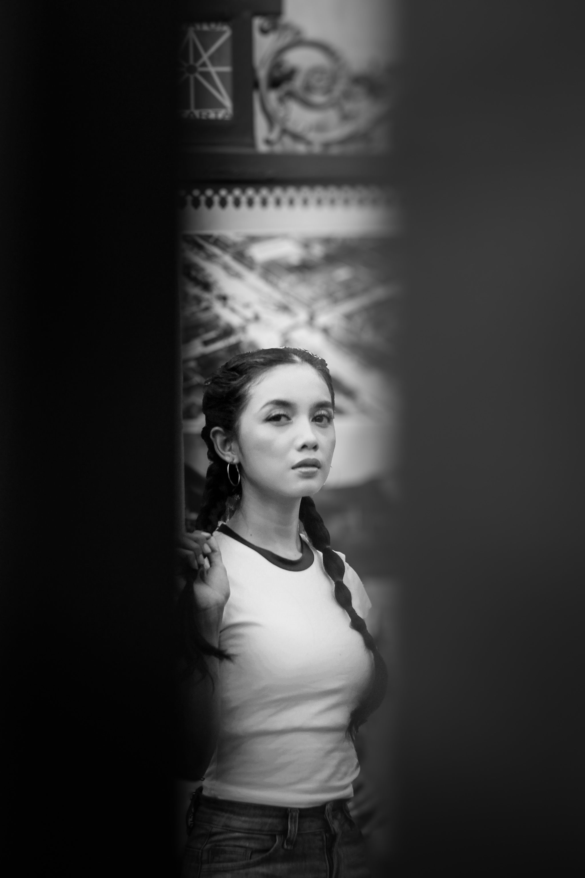 Artistic Black and White Portrait of Woman