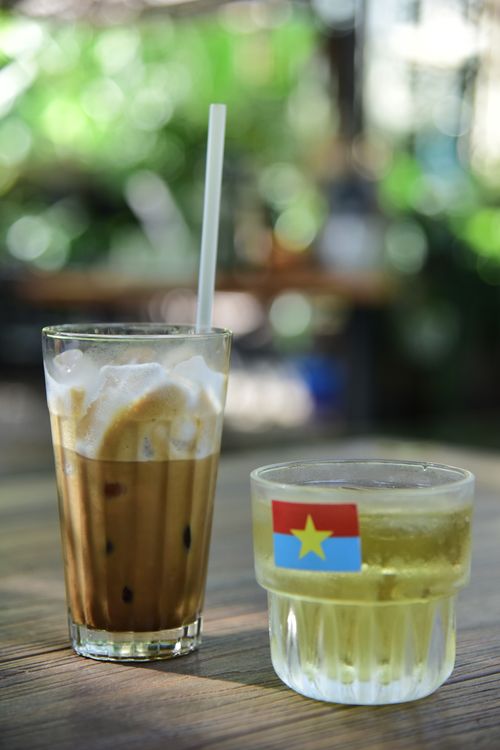 Free Iced coffee and tea served in glassware, perfect for a summer refreshment. Stock Photo