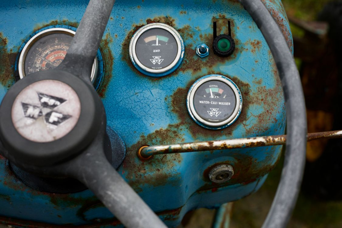 Tractor Graphics Panel Vintage Rusty Tractor Dashboard Close-up · Free Stock Photo