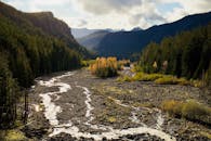 Scenic Mountain Valley with River and Forest