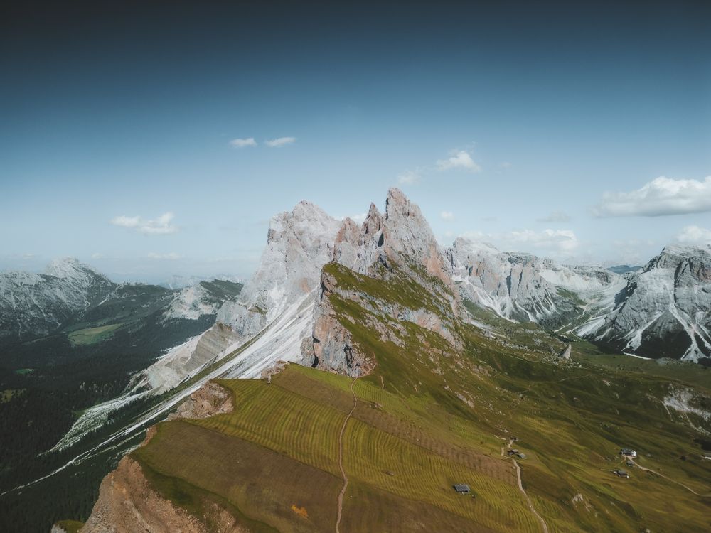 Seceda Ridge Alepe Stunning Aerial View of Seceda Ridge in Dolomites · Free Stock Photo