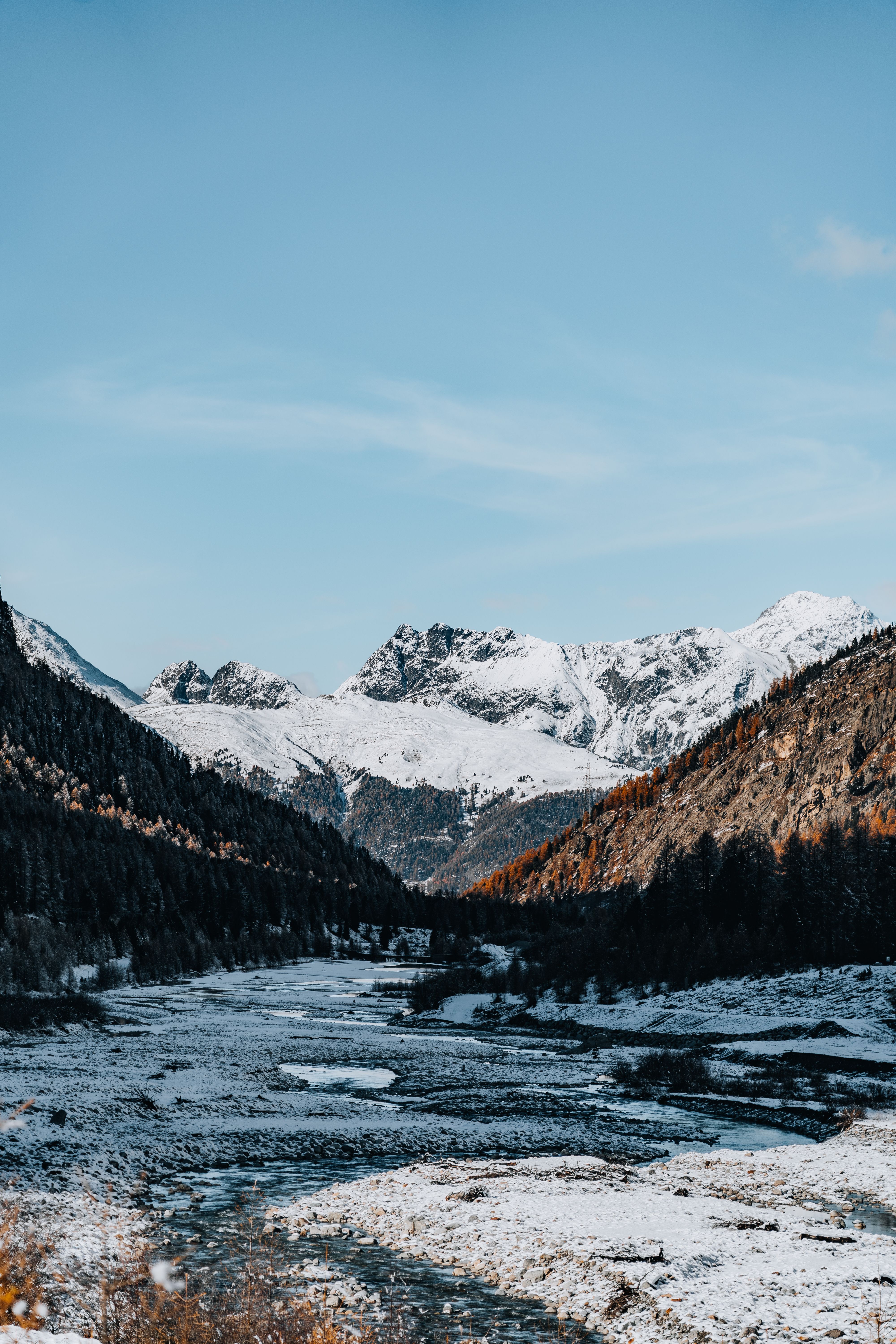 Snowy Mountain Valley Landscape in Winter · Free Stock Photo