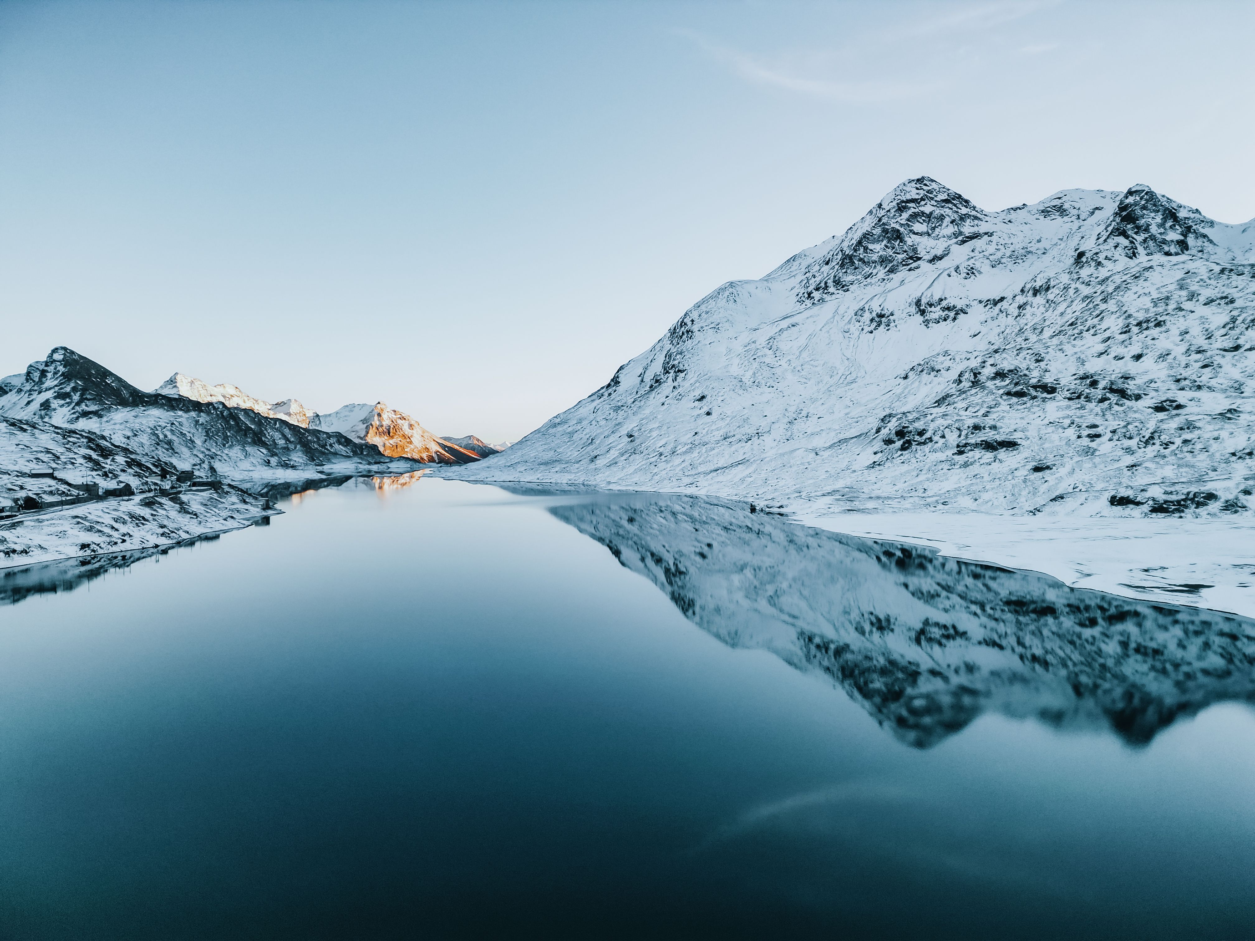Snowy Mountain Winter Reflection in Swiss Alps · Free Stock Photo