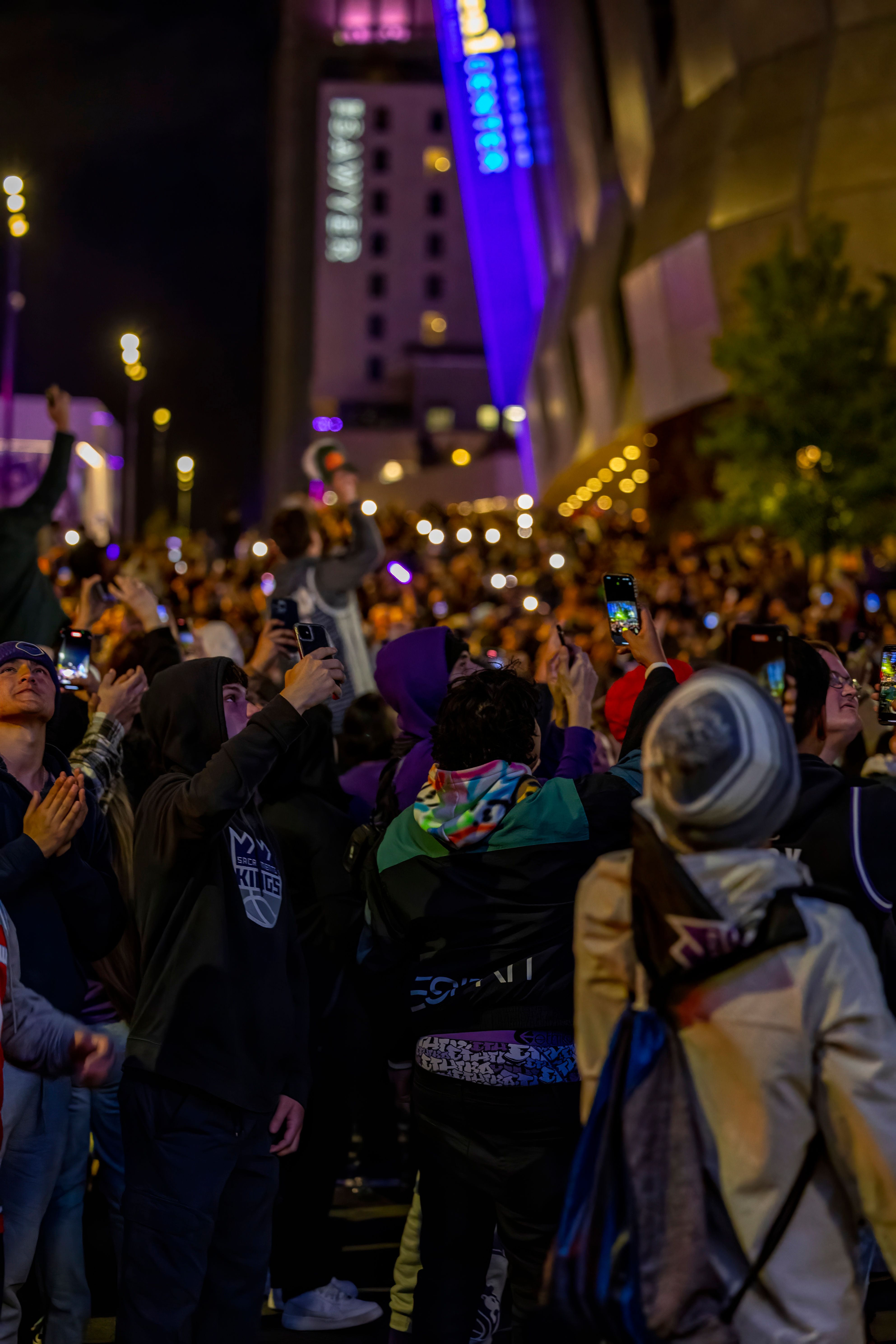 Vibrant Nighttime Street Crowd Celebration · Free Stock Photo
