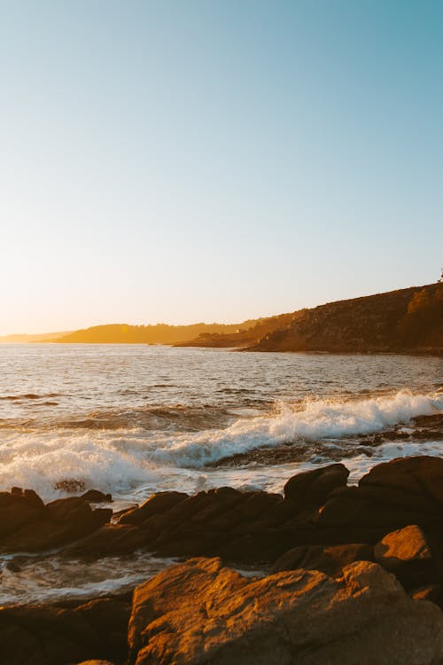 Ocean Waves Crashing on Rocks