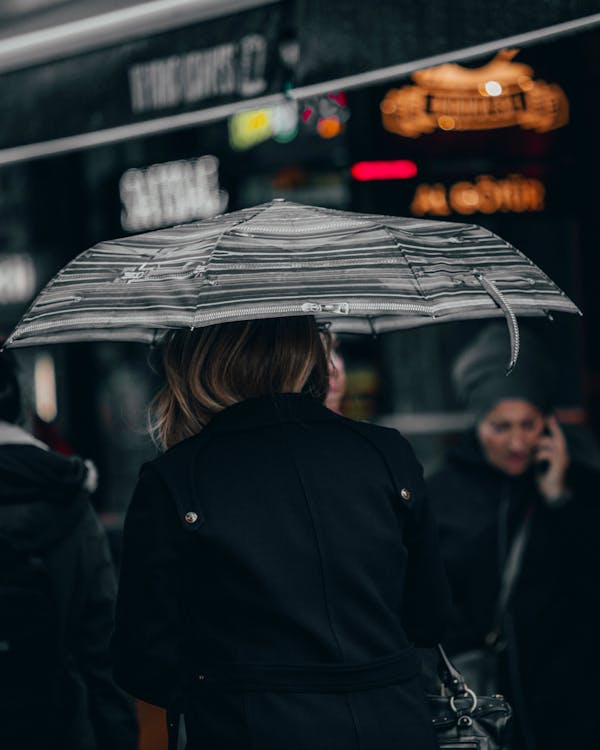 Woman in Black Coat Holding Umbrella · Free Stock Photo