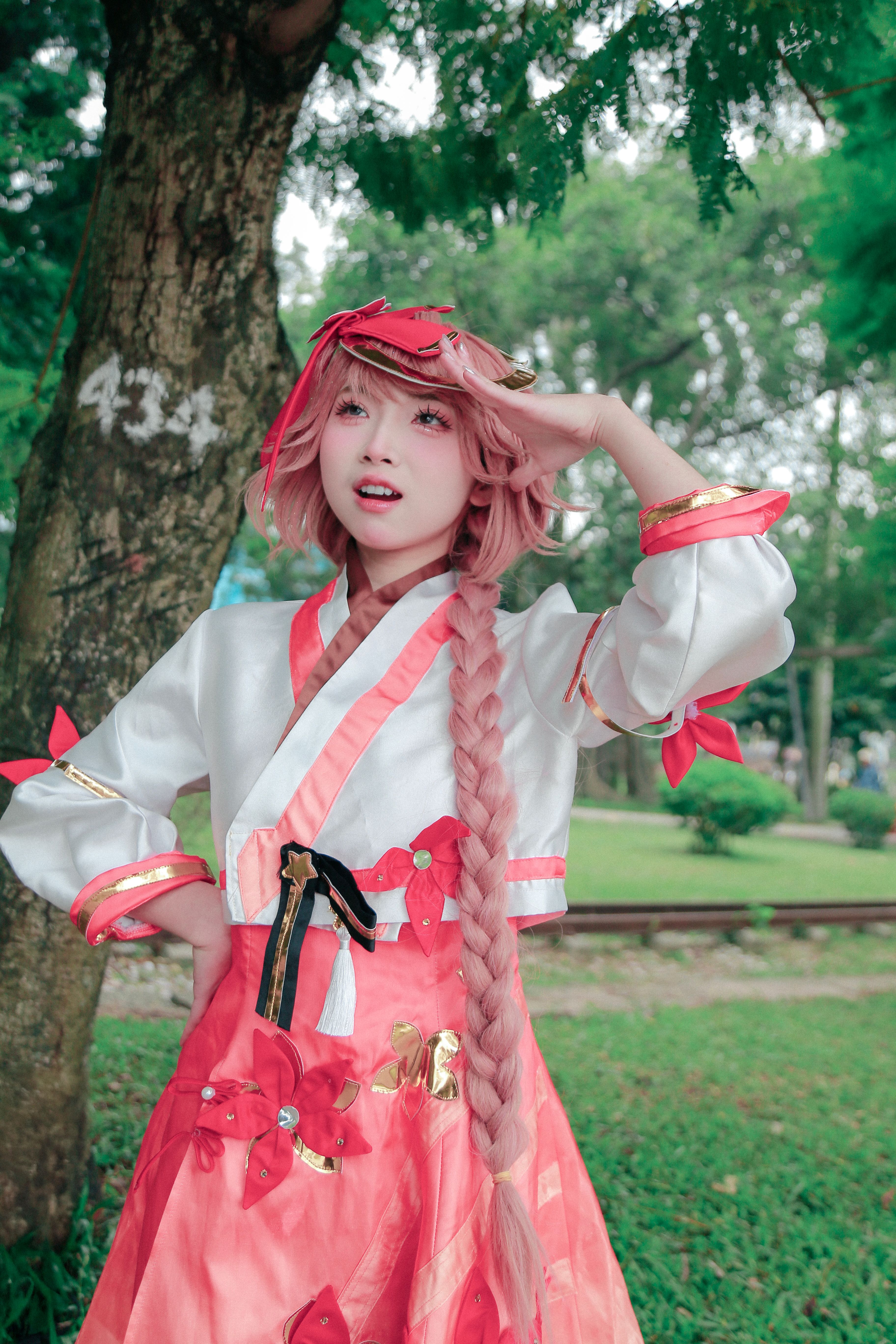 Cosplay Enthusiast in Vibrant Costume Outdoors