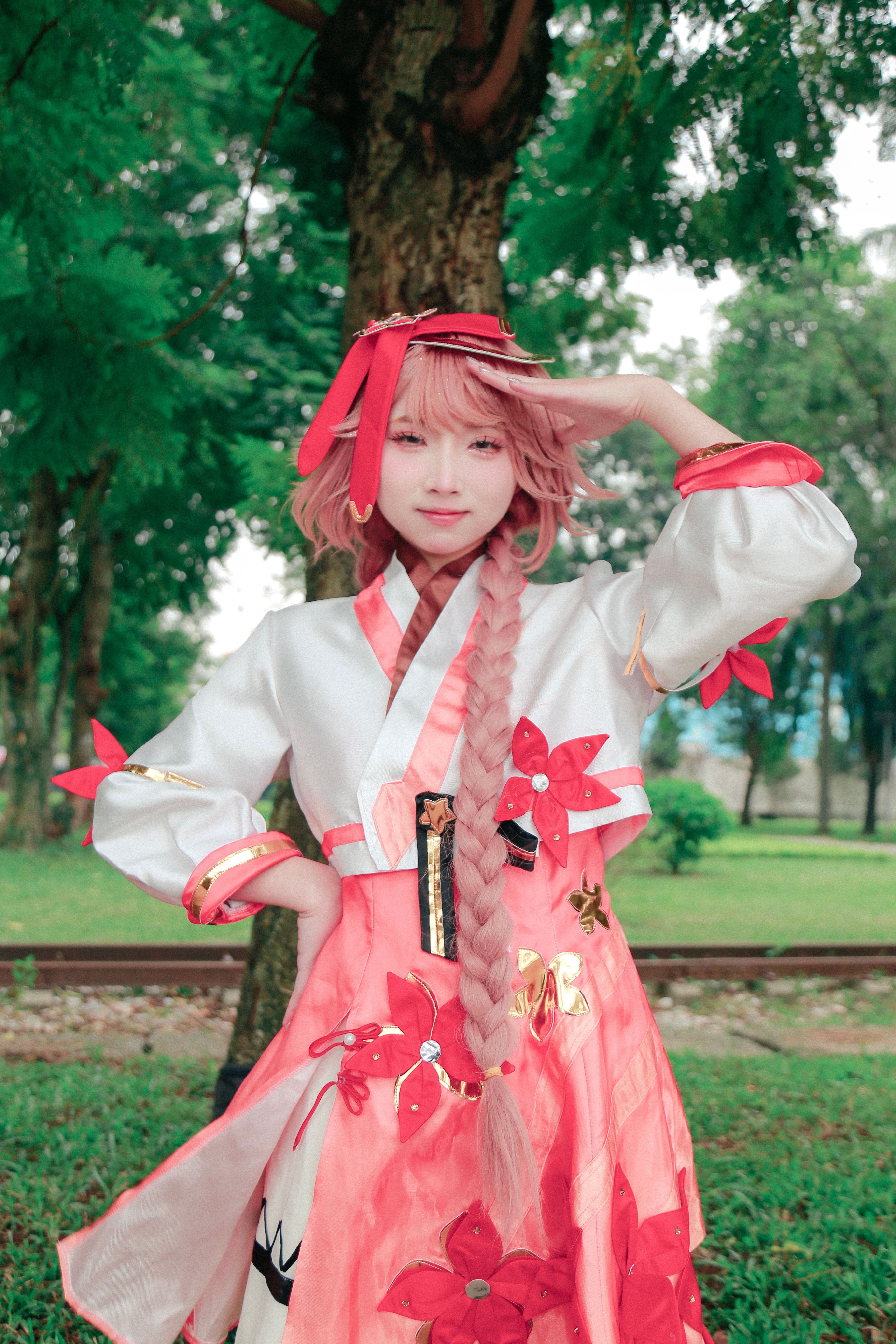 Vibrant Cosplay in Scenic Outdoor Setting · Free Stock Photo