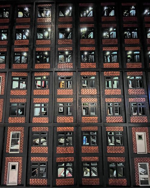 Free stock photo of apartment building, architectural background, brick and black Stock Photo