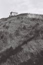 The Great Wall Stretching Over Hills in Black and White