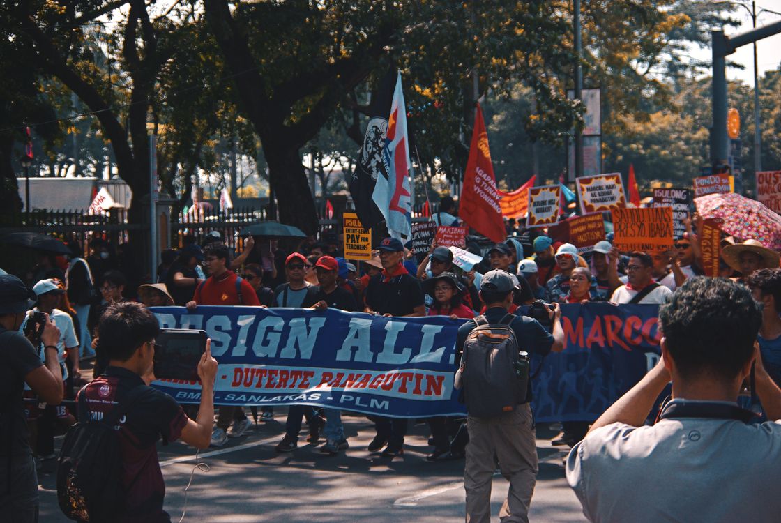 Politics Rally Street Protest Rally with Activists and Banners · Free Stock Photo