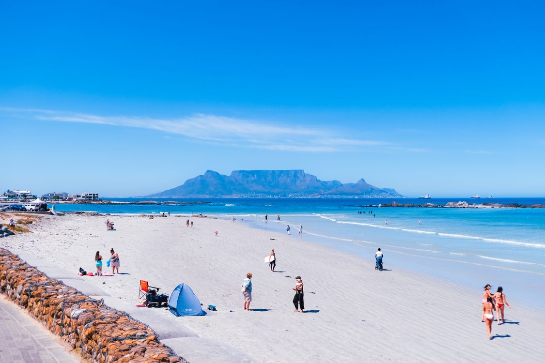 Sunny Day At Cape Town Beach With Table Mountain Free Stock Photo sunny-day-at-cape-town-beach-with-table-mountain-free-stock-photo