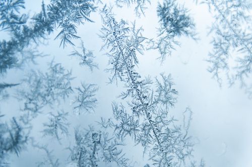 Free Close-up of beautiful frost patterns on a window, capturing winter's intricate designs. Stock Photo