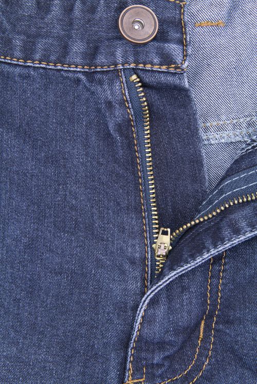 Free Detailed image of blue denim featuring a zipper and button, showcasing fabric texture and stitch details. Stock Photo