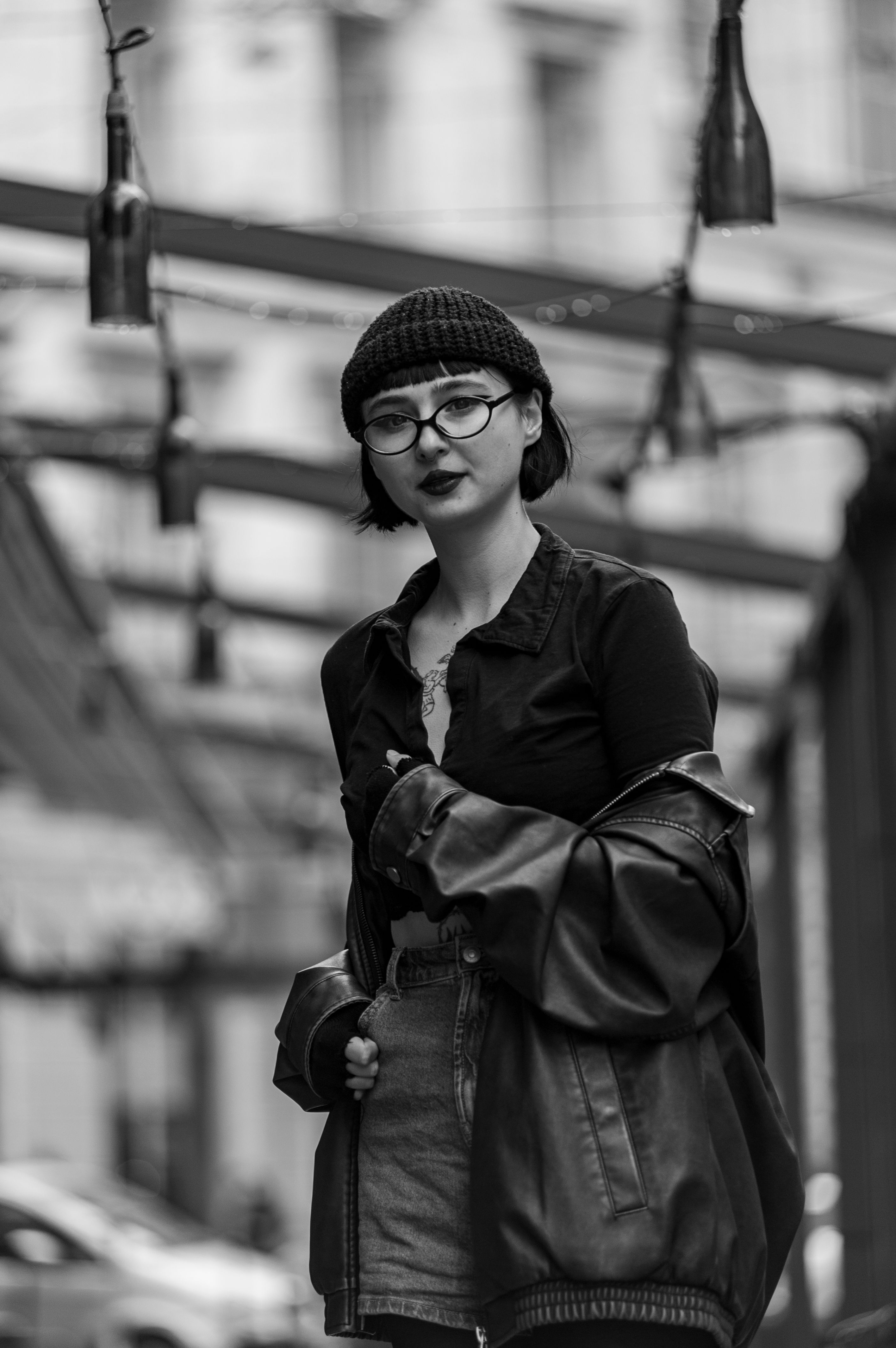Stylish Woman in Urban Street Black and White Photo · Free Stock Photo