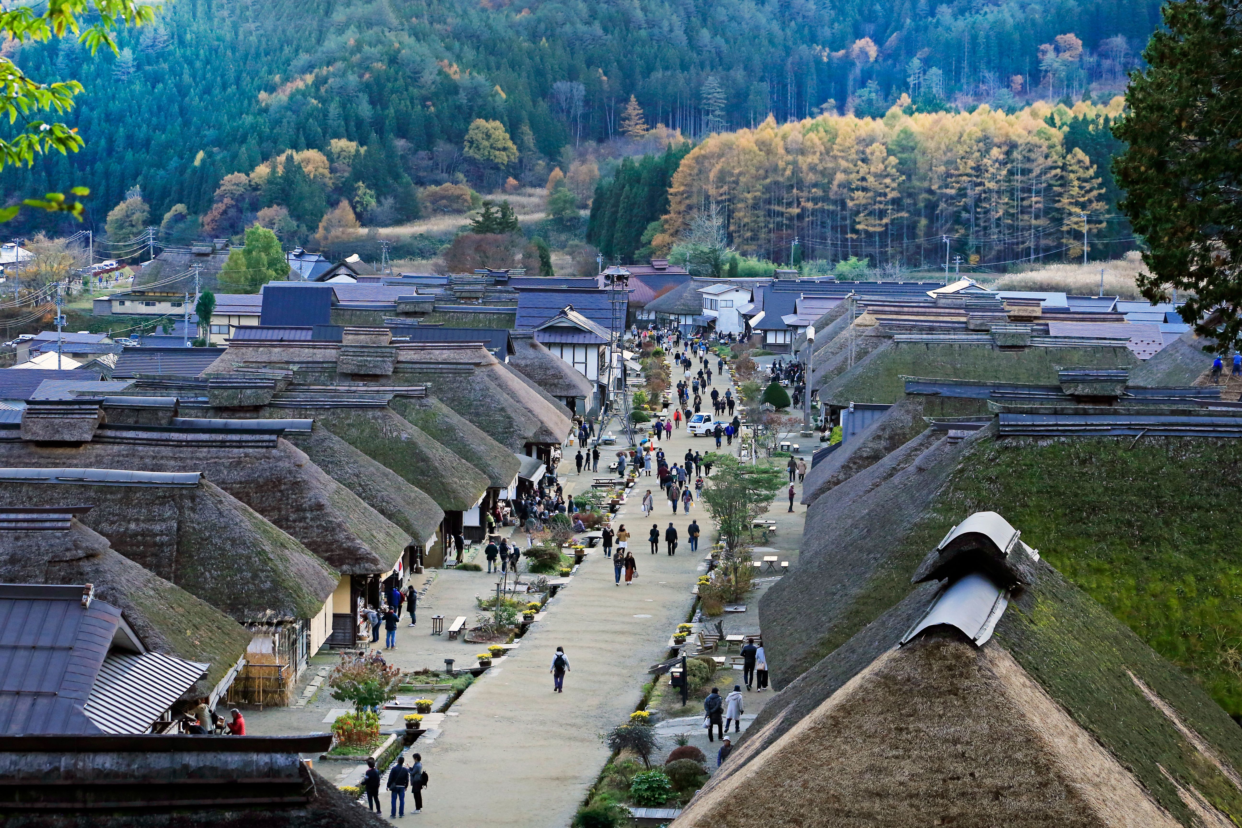 Aerial View of Traditional Japanese Village Street · Free Stock Photo