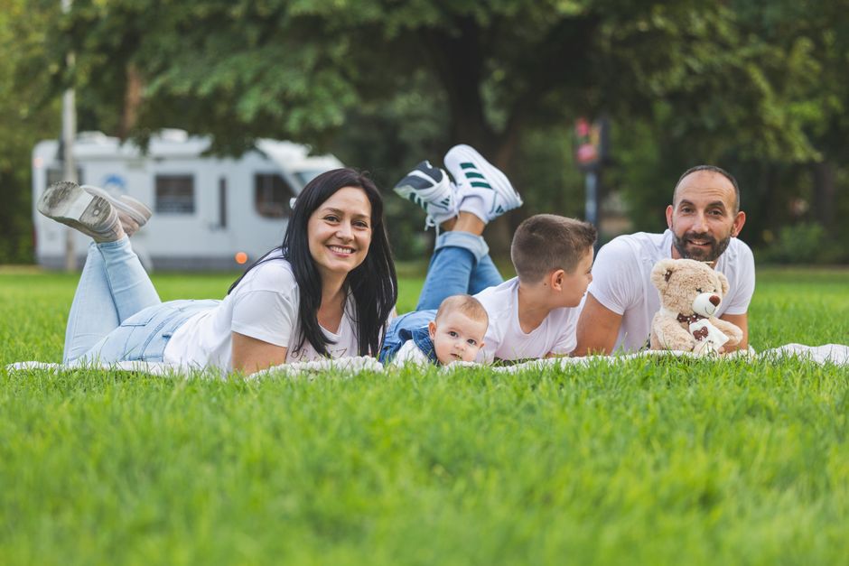 sunny weekend UK park family