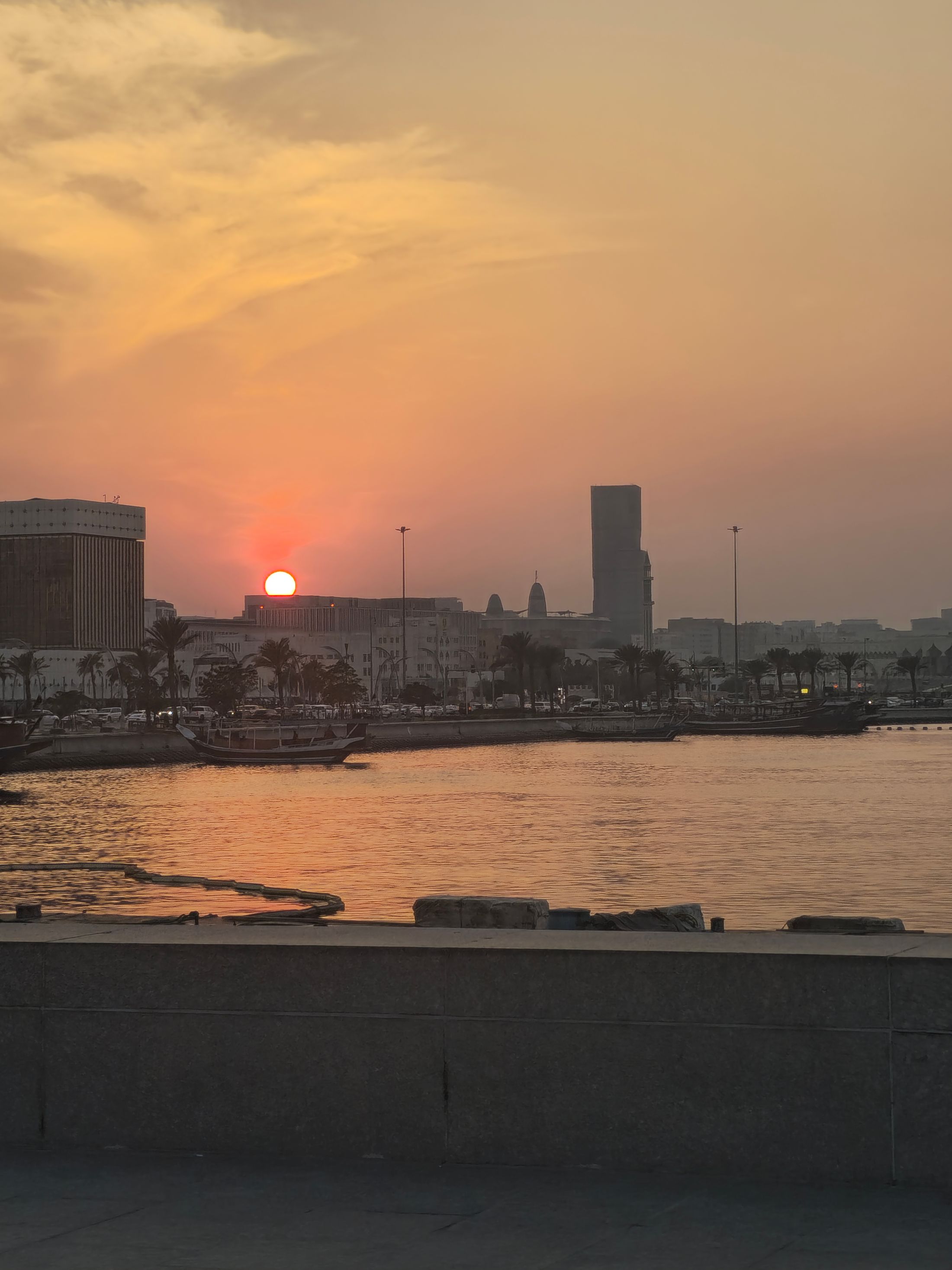 Jeddah waterfront skyline at sunset
