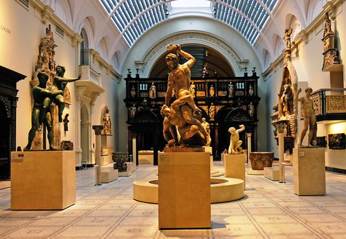 Free Stunning display of classical sculptures inside the Victoria and Albert Museum in London. Stock Photo