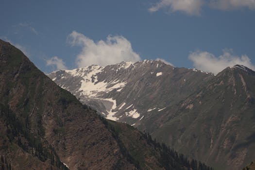 Scenic view of majestic snow-capped mountains under a clear blue sky.