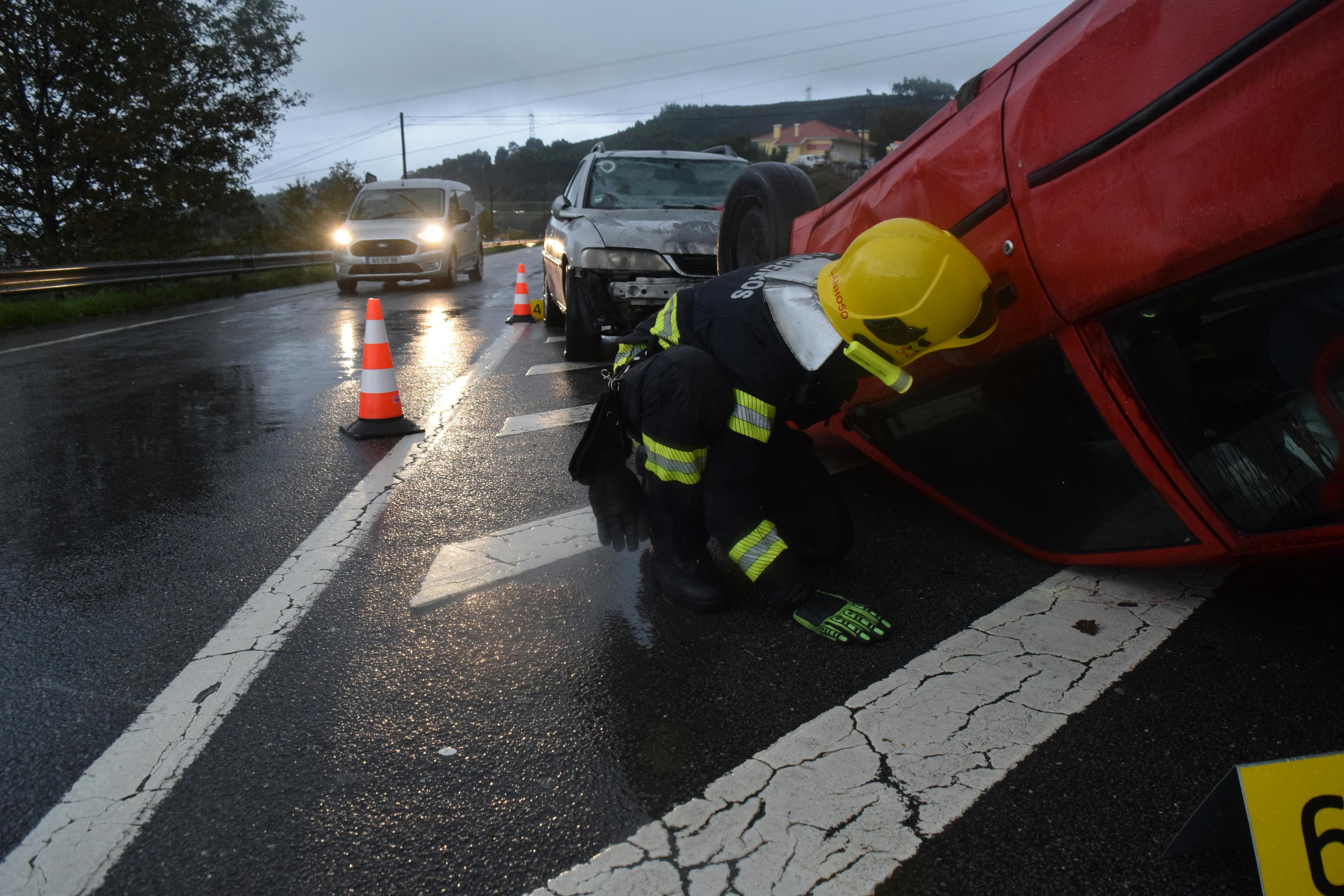 Emergency Response Scene in Rainy Póvoa de Lanhoso