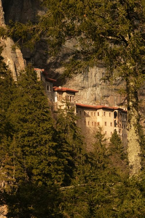 Free Stunning view of the ancient Sumela Monastery nestled in Turkey's lush green mountains. Stock Photo