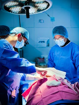 Doctors in surgical gowns performing an operation under bright lights in a Cebu City hospital.