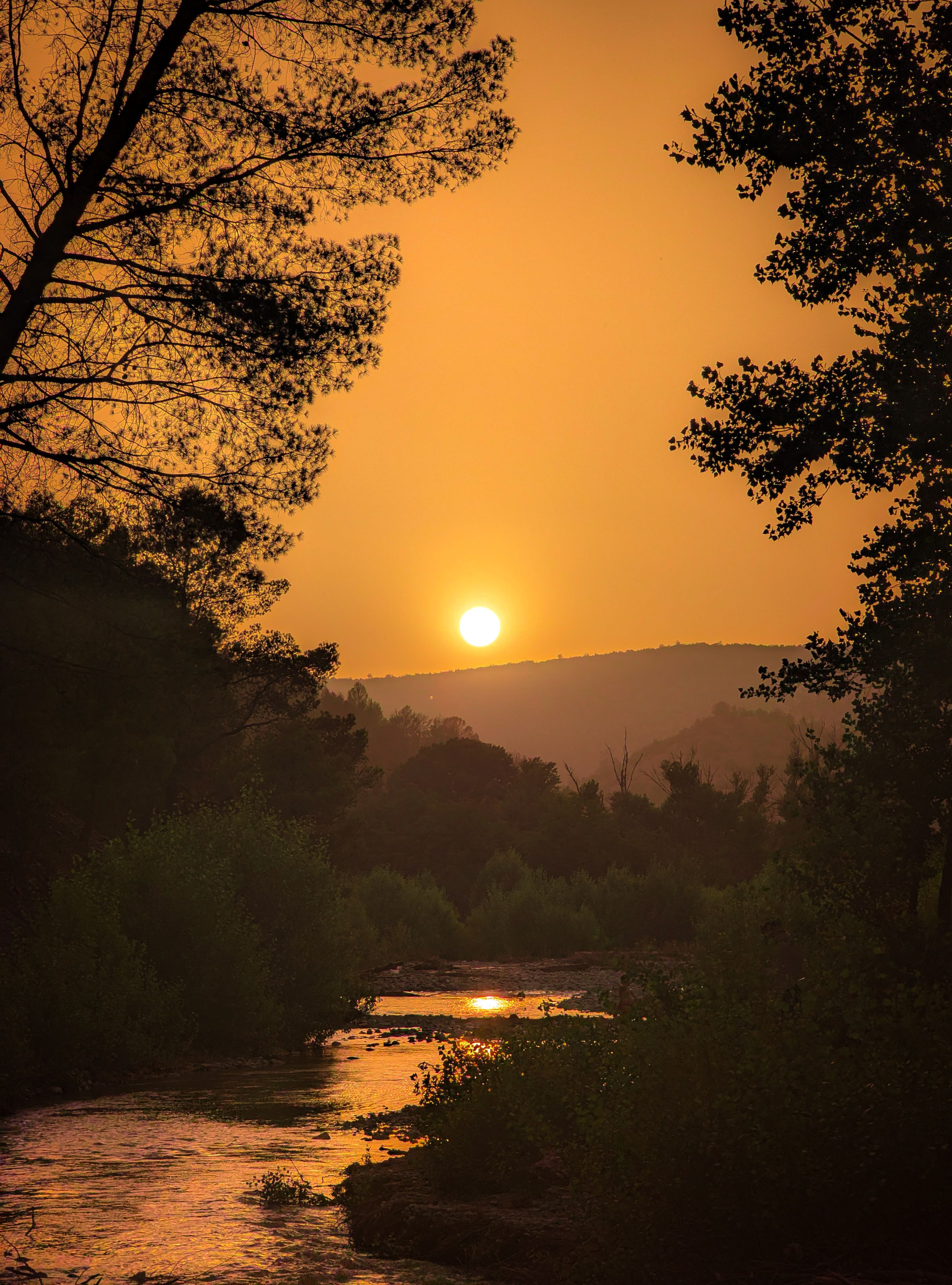 Serene Sunset Over Tranquil River Scene · Free Stock Photo