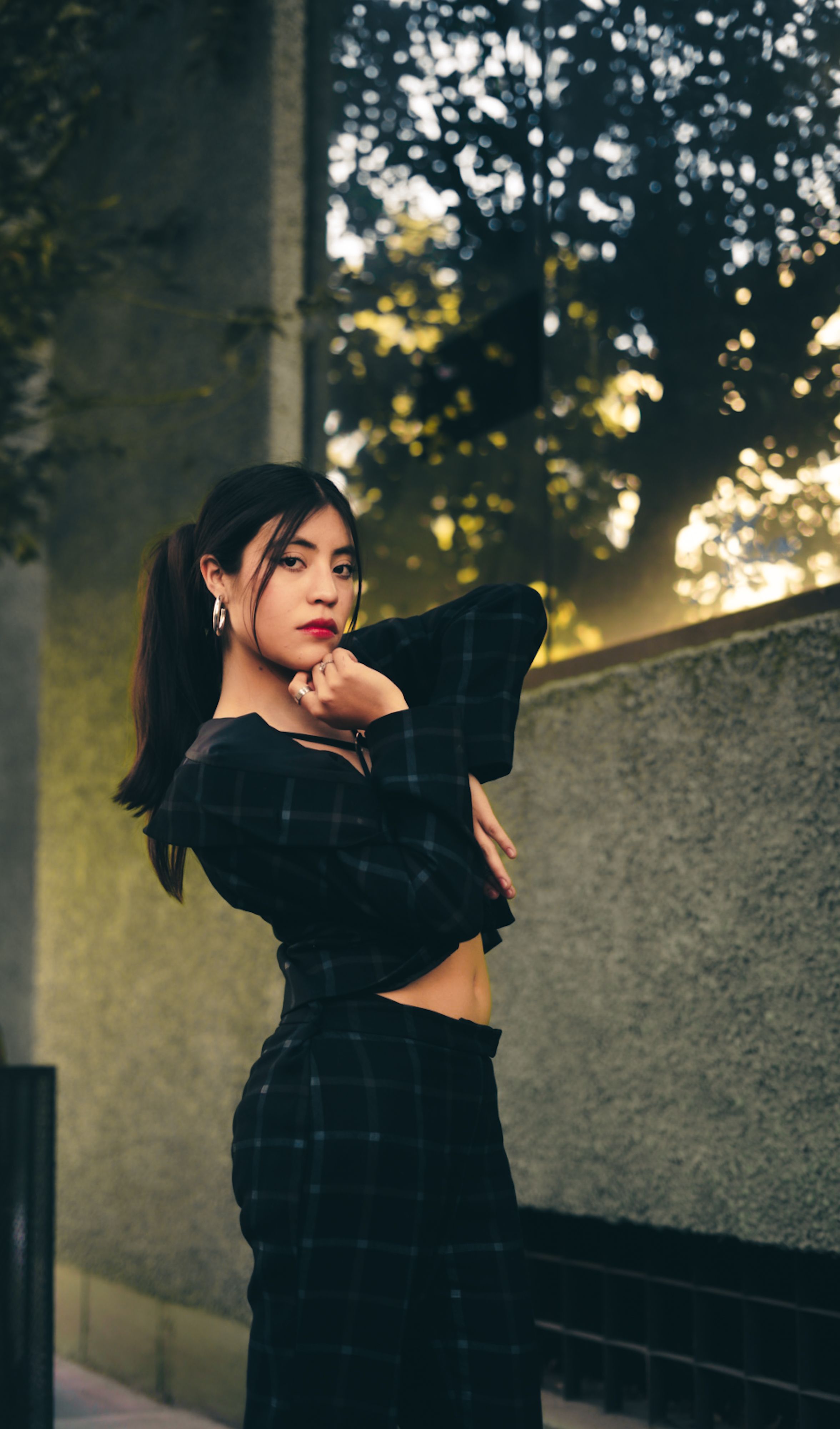 Black Roll Neck and Plaid Trousers