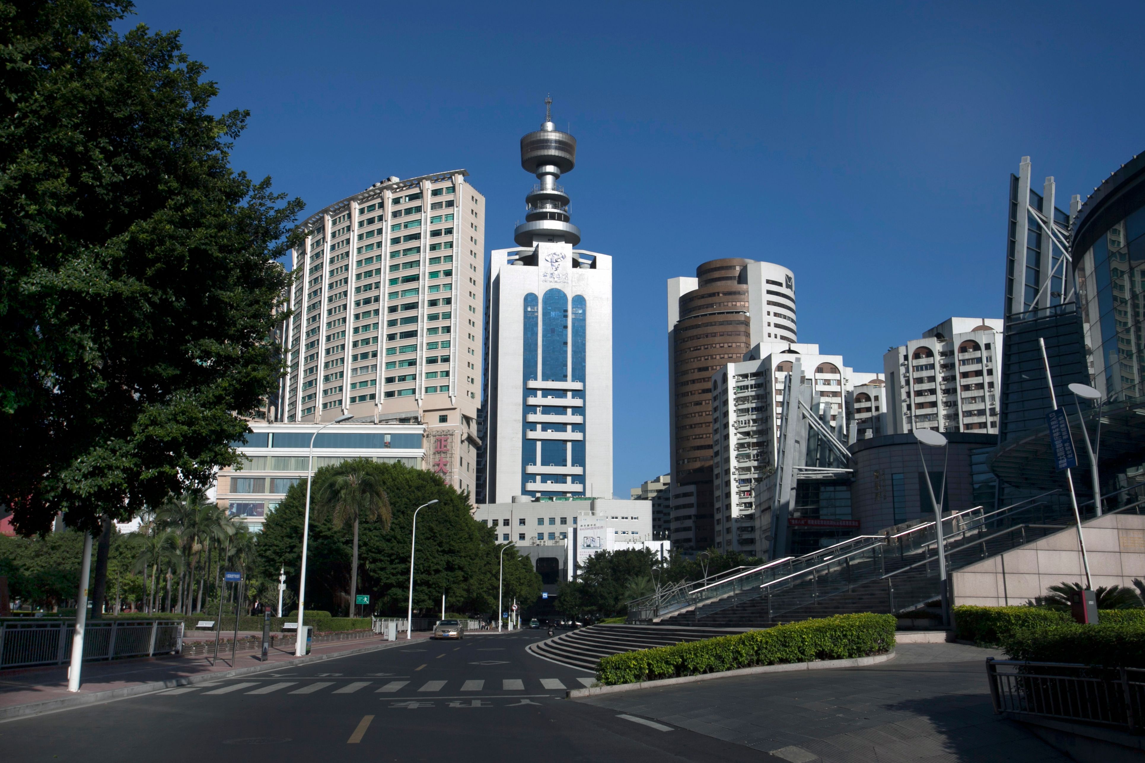 modern urban skyline with distinctive architecture