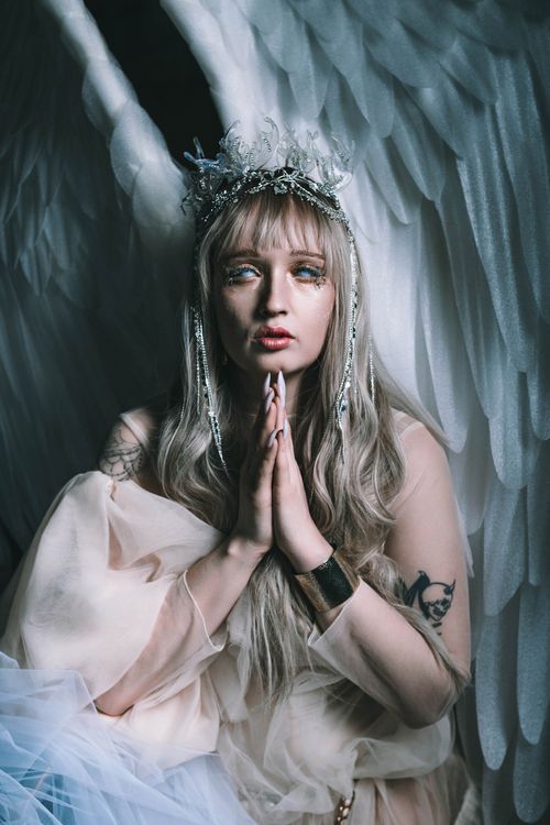 Woman Light Angels Fantasy Angel Woman Praying with Wings · Free Stock Photo