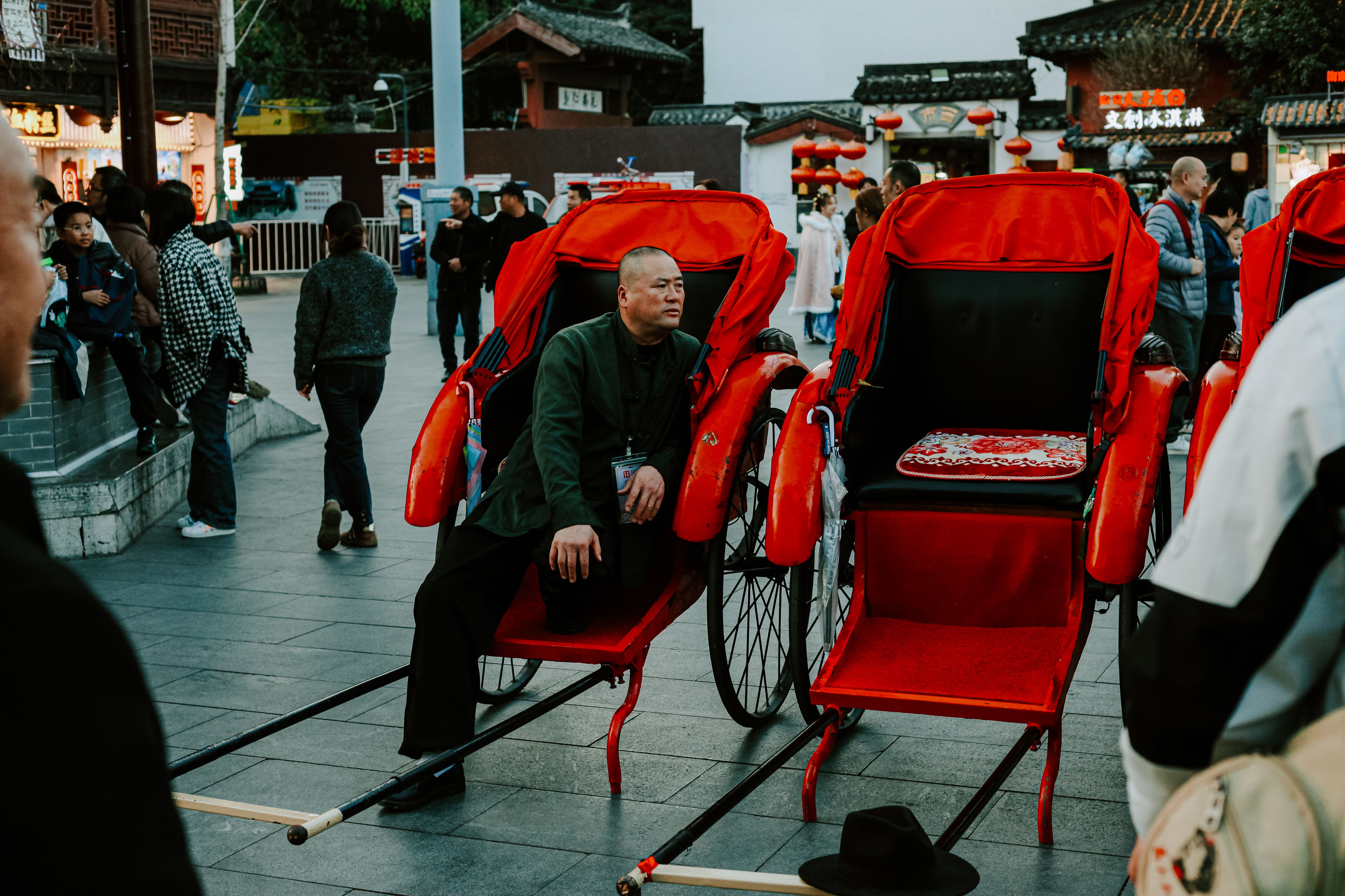 Traditional Rickshaw Scene in Nanjing Street · Free Stock Photo