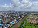 Mumbai's skyline and railway lines from above