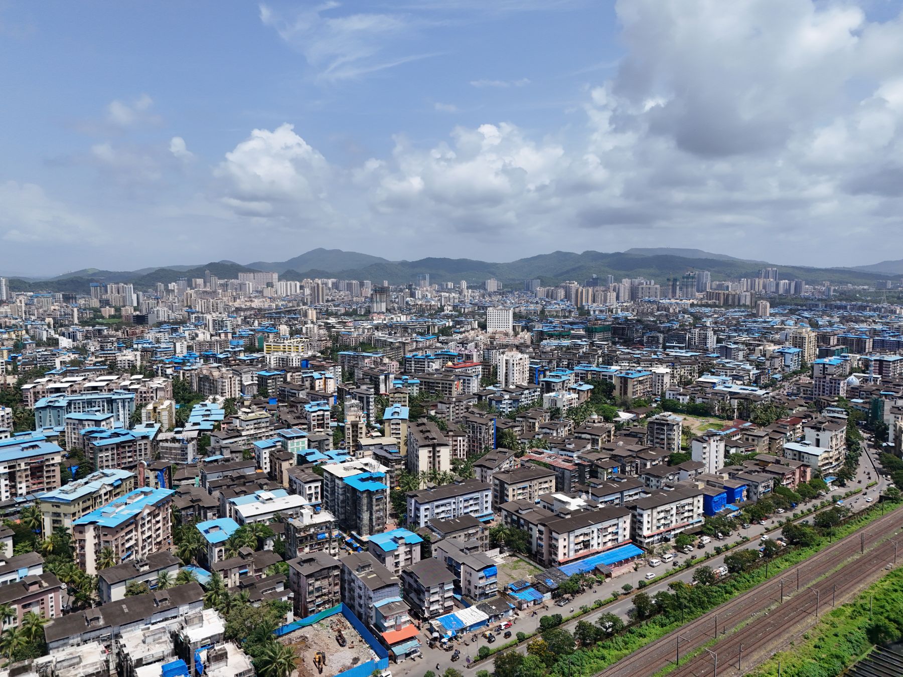 Mumbai's blue rooftops from above