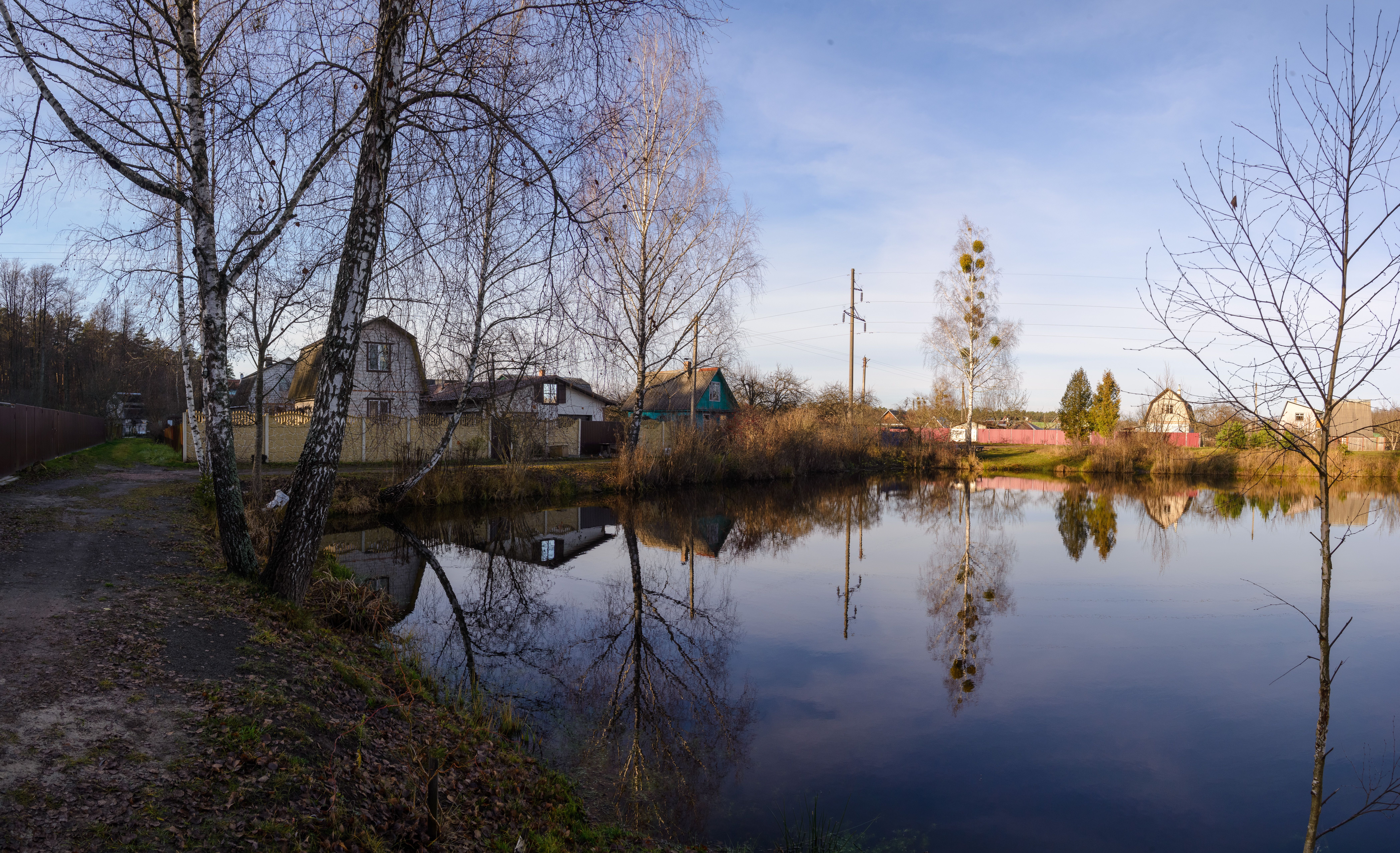 Serene Rural Landscape with Reflective Pond · Free Stock Photo