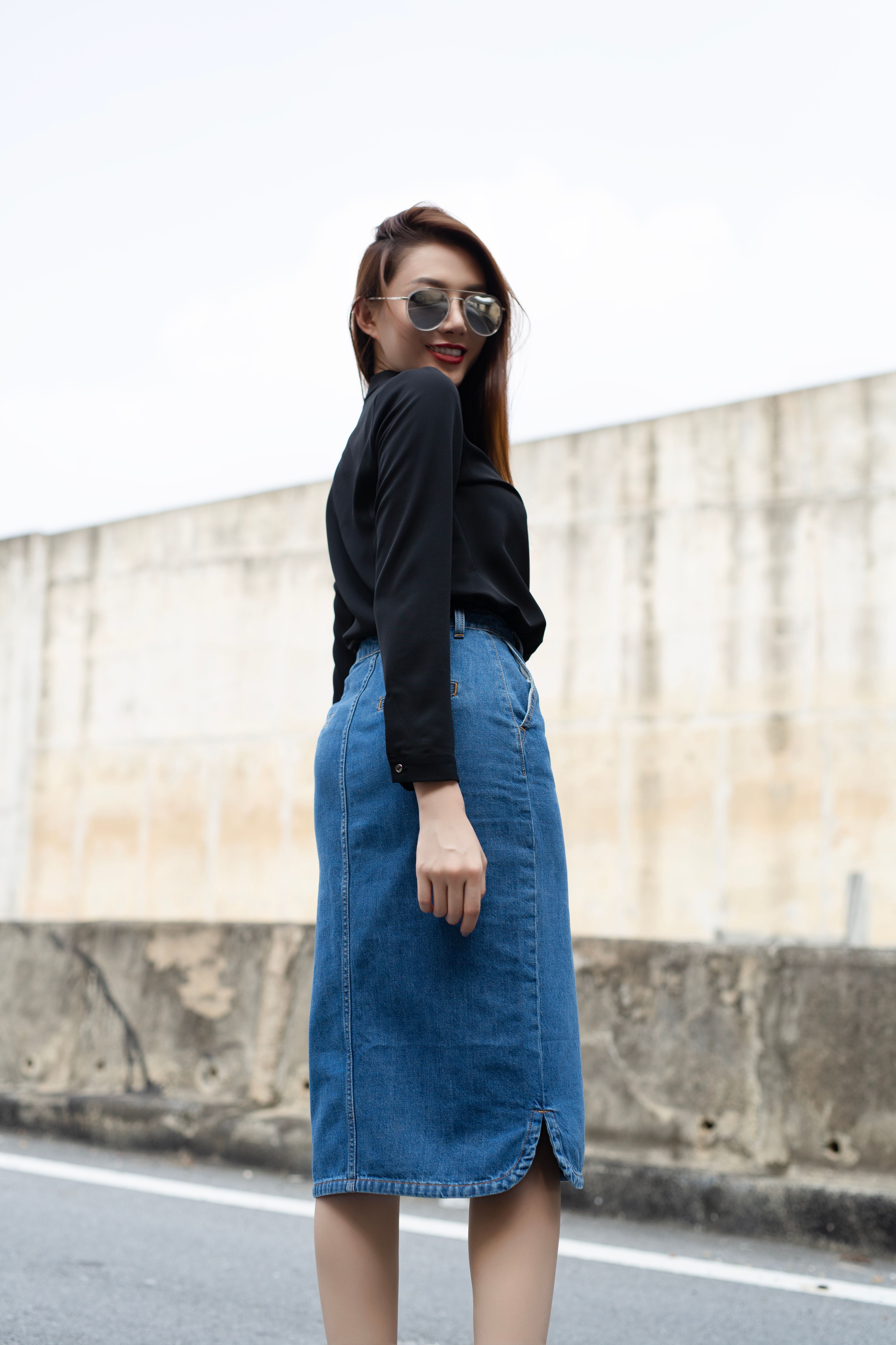 Saia Jeans Longa
