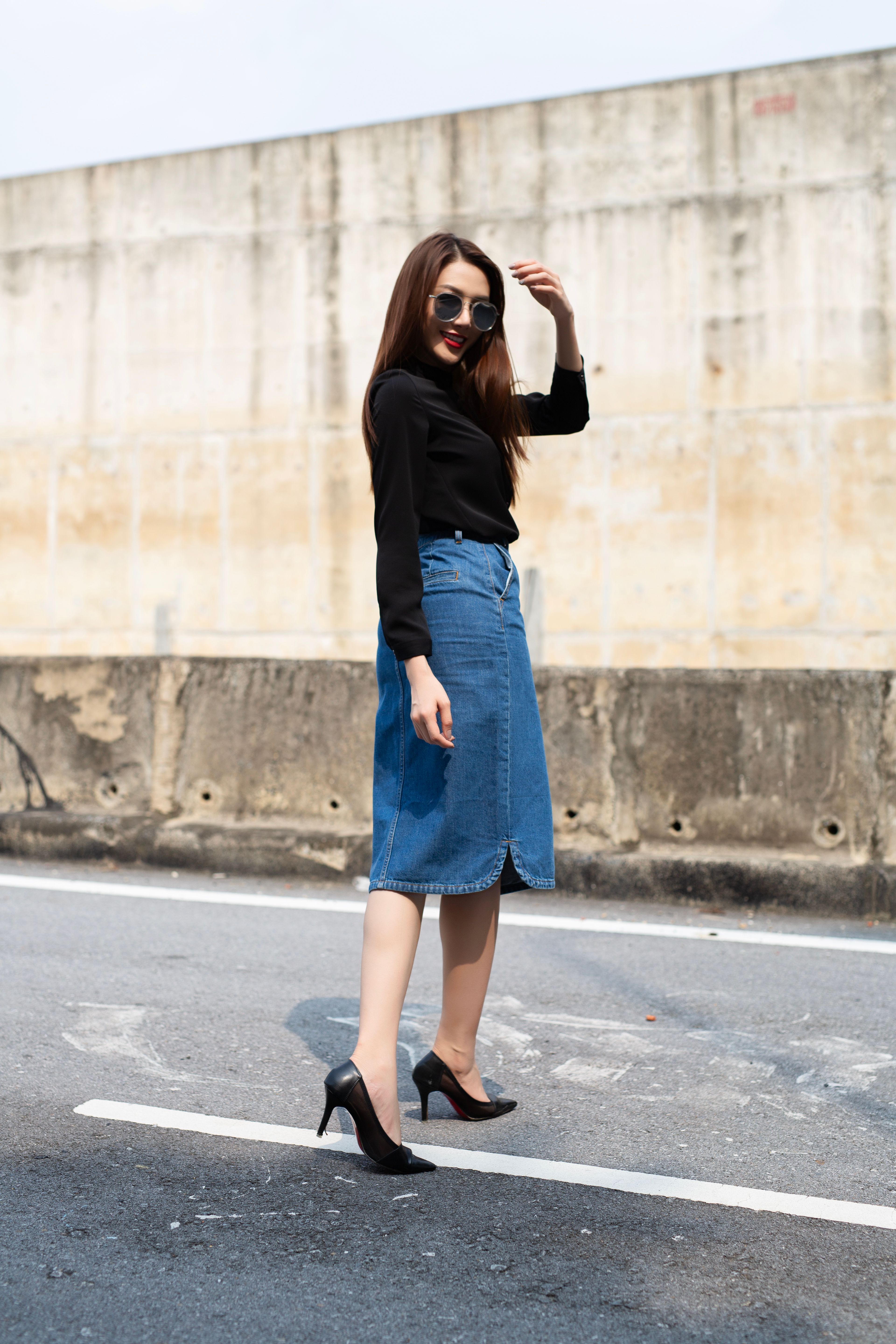 Saia Jeans Longa