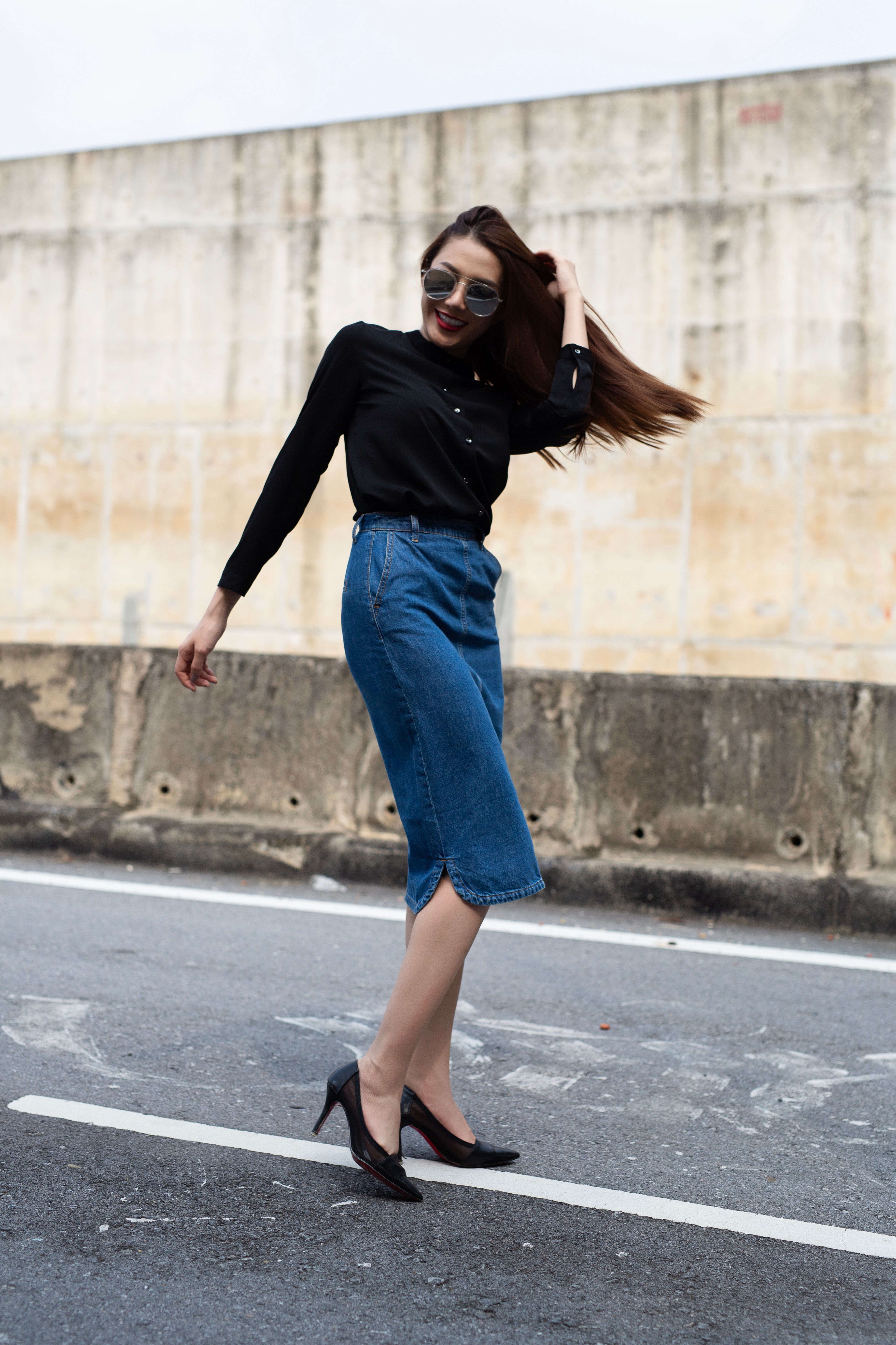 Saia Jeans Longa