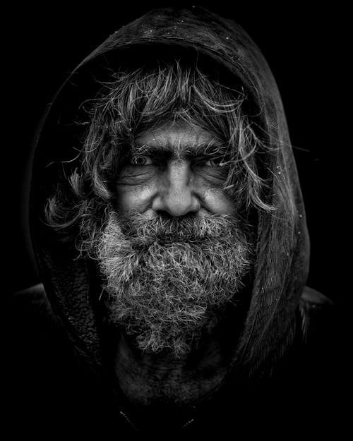 Bearded Man Grey Scale Illustration