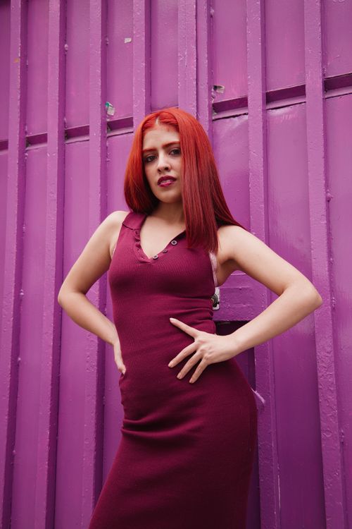 burgundy dress red hair Red-haired woman in against purple wall · Free Stock Photo %0D%0ADelicate%20sewing%20and%20hemming%20by%20durable%20needle%20lockstitch%20machine
