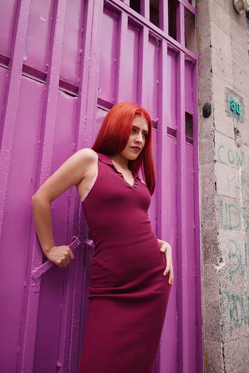burgundy dress with red hair Wrapped in burgundy, feeling effortlessly timeless . Gown @cynthiatan__ Brushed @karenshenna.makeup Hair @re.hairstylistt