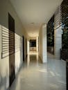 Modern Corridor with Sunlit Shadows