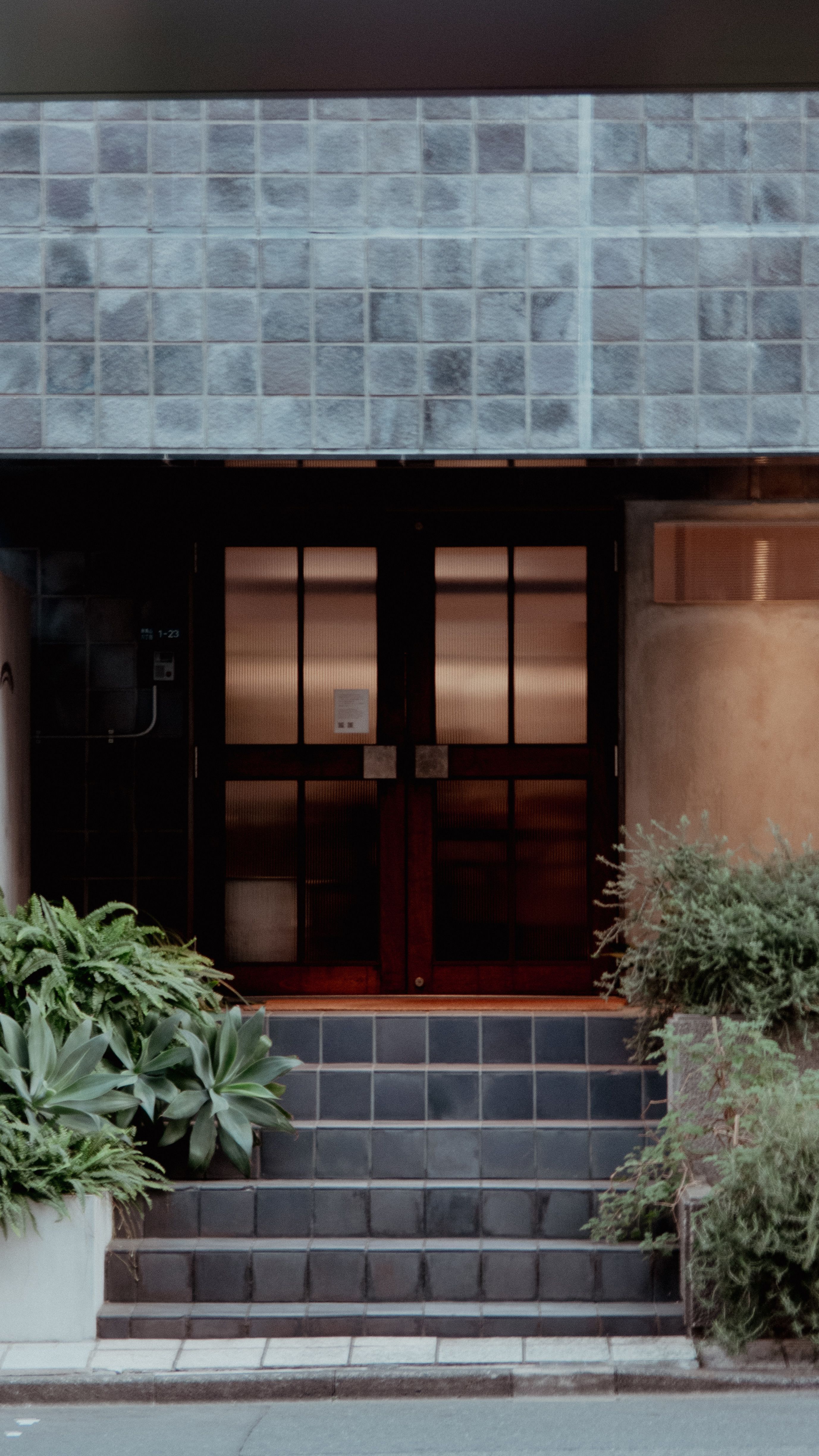 Elegant urban building entrance facade