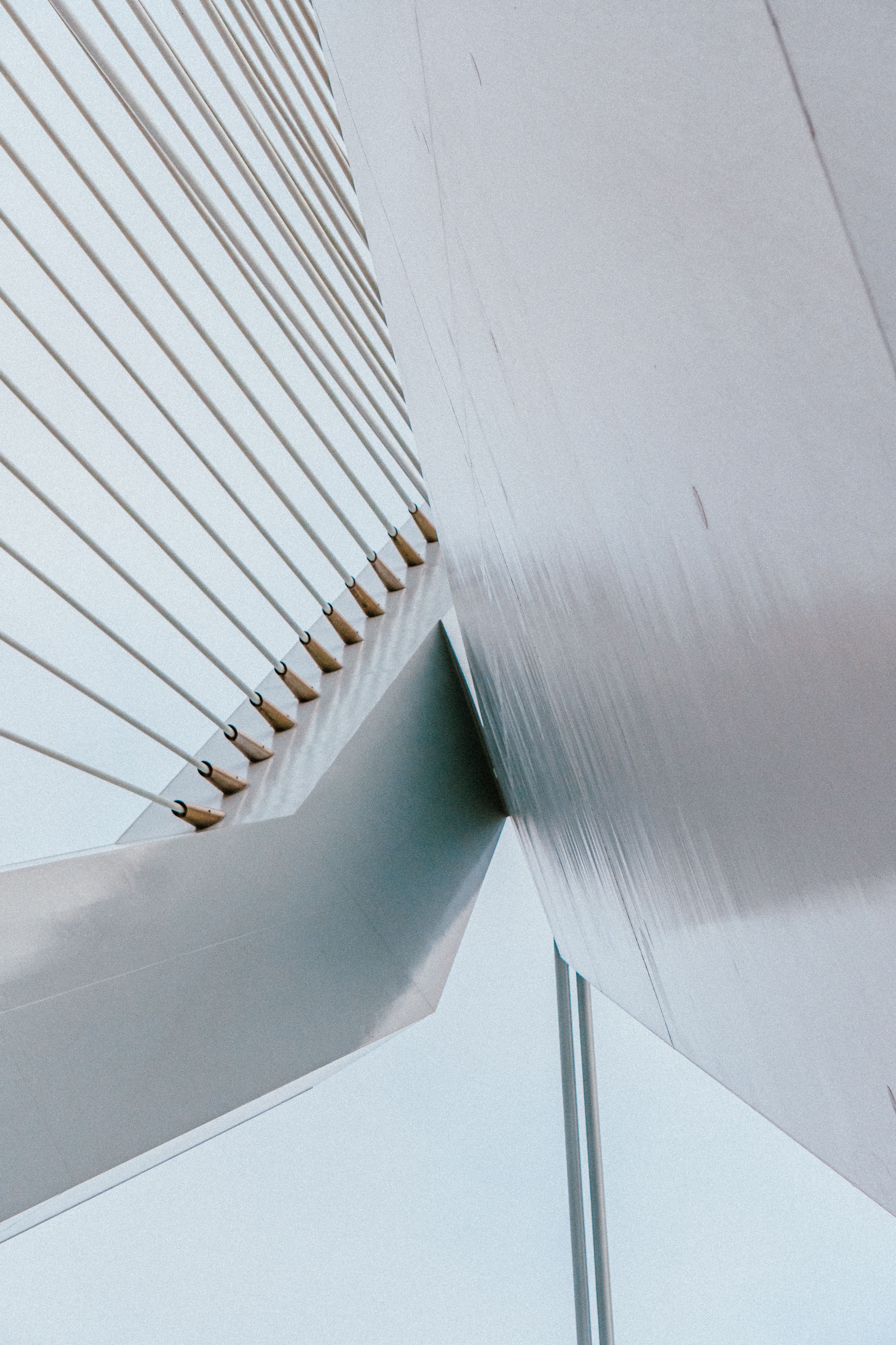 Close-up of modern architectural details of the Erasmus Bridge in Rotterdam showcasing cables and steel structure.