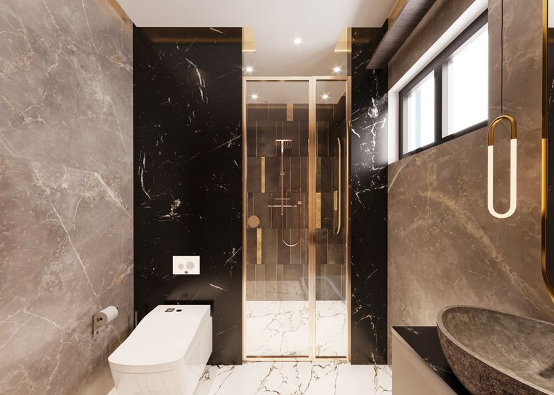 Skilled Bathroom Renovations craftsman installing premium stone in luxury bathroom makeover